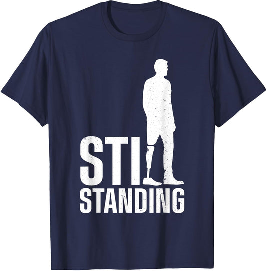 Cool Leg Amputee Art Women Prosthetic Leg Amputation T-Shirt - T-Shirt | Navy