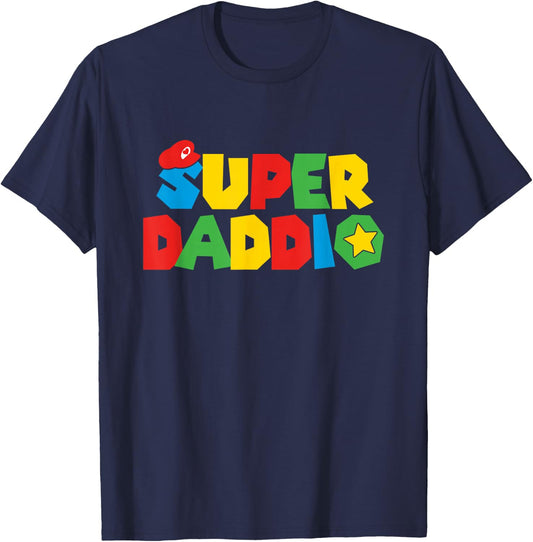 Super Gamer Dad Unleashed Celebrating Fatherly Powers T-Shirt - T-Shirt | Navy