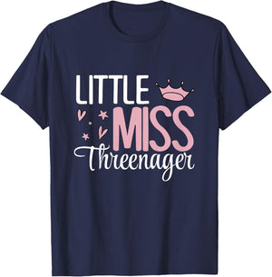 Little Miss Threenager T-Shirt - T-Shirt | Navy
