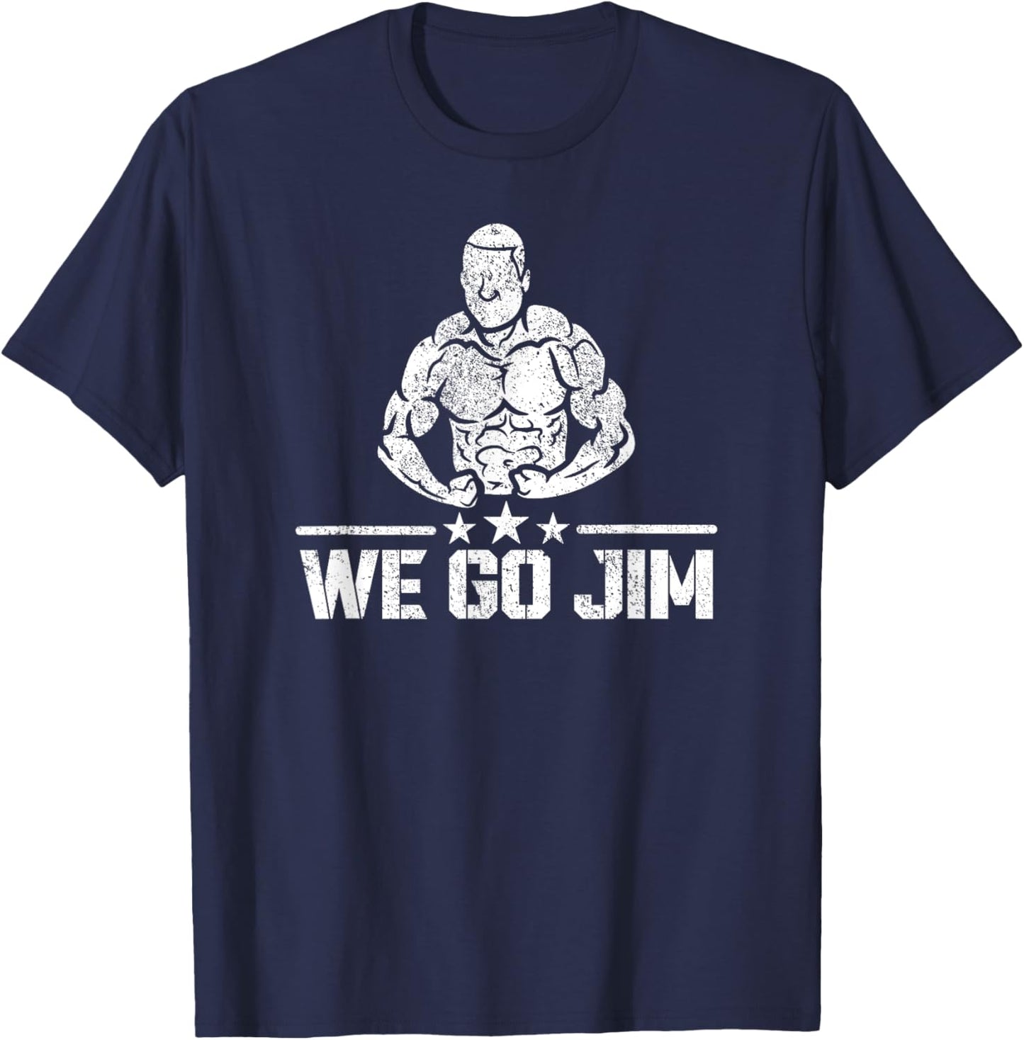 We Go Jim Workout Retro Flexing Gym T-Shirt - T-Shirt | Navy