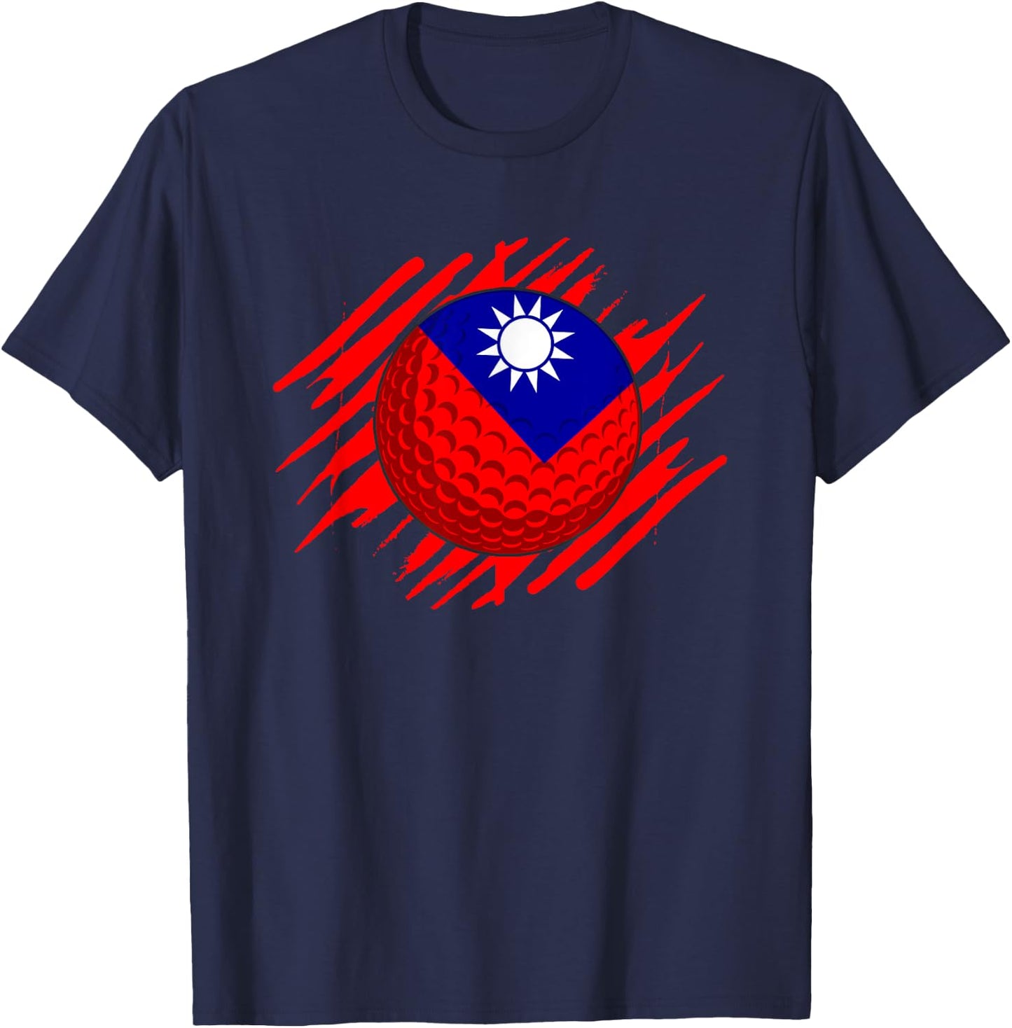 Golf Ball With The Flag Of Taiwan T-Shirt - T-Shirt | Navy