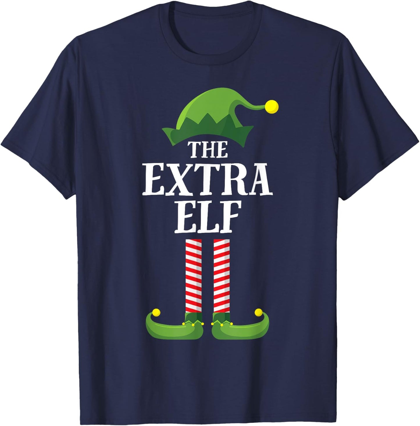 Extra Elf Matching Family Group Christmas Party Funny Elf T-Shirt - T-Shirt | Navy