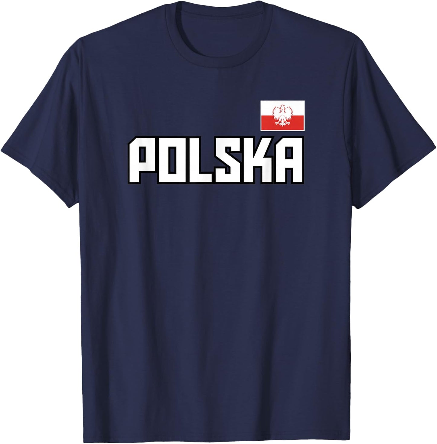 Polska Flag Poland Polish Pride Athletic Style Country T-Shirt - T-Shirt | Navy