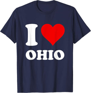 Red Heart I Love Ohio T-Shirt - T-Shirt | Navy