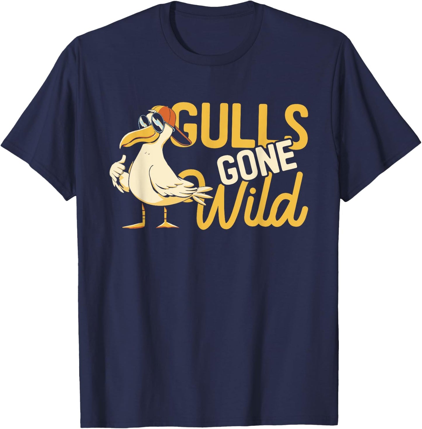 Gulls Gone Wild | Funny Seagull | Ocean Birds T-Shirt - T-Shirt | Navy