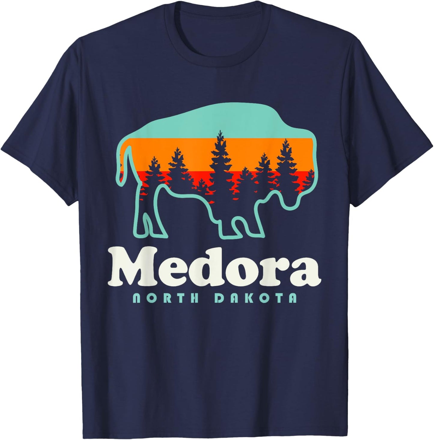 Medora North Carolina Bison Vacation Trip T-Shirt - T-Shirt | Navy