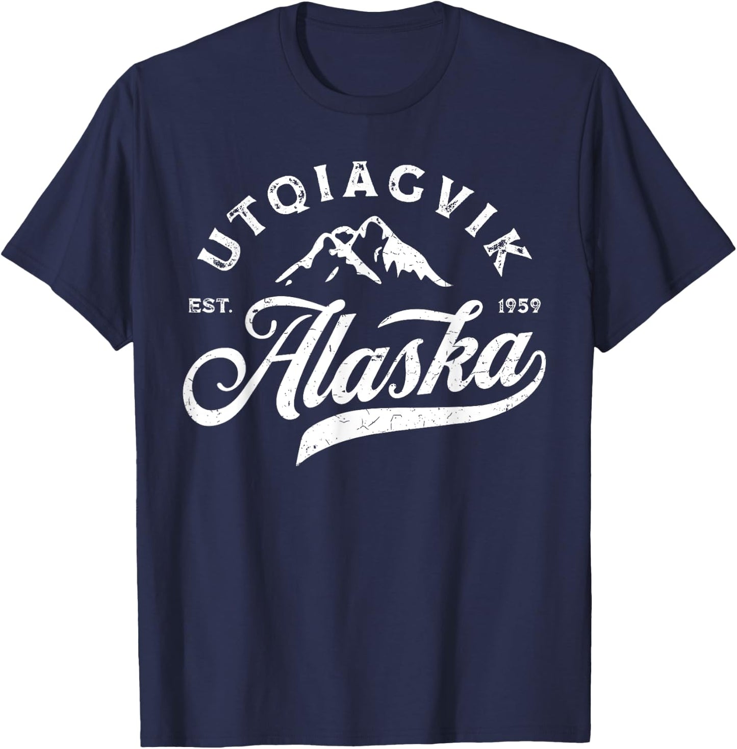 Vintage Utqiagvik Alaska AK Mountains Vacation Souvenir T-Shirt - T-Shirt | Navy