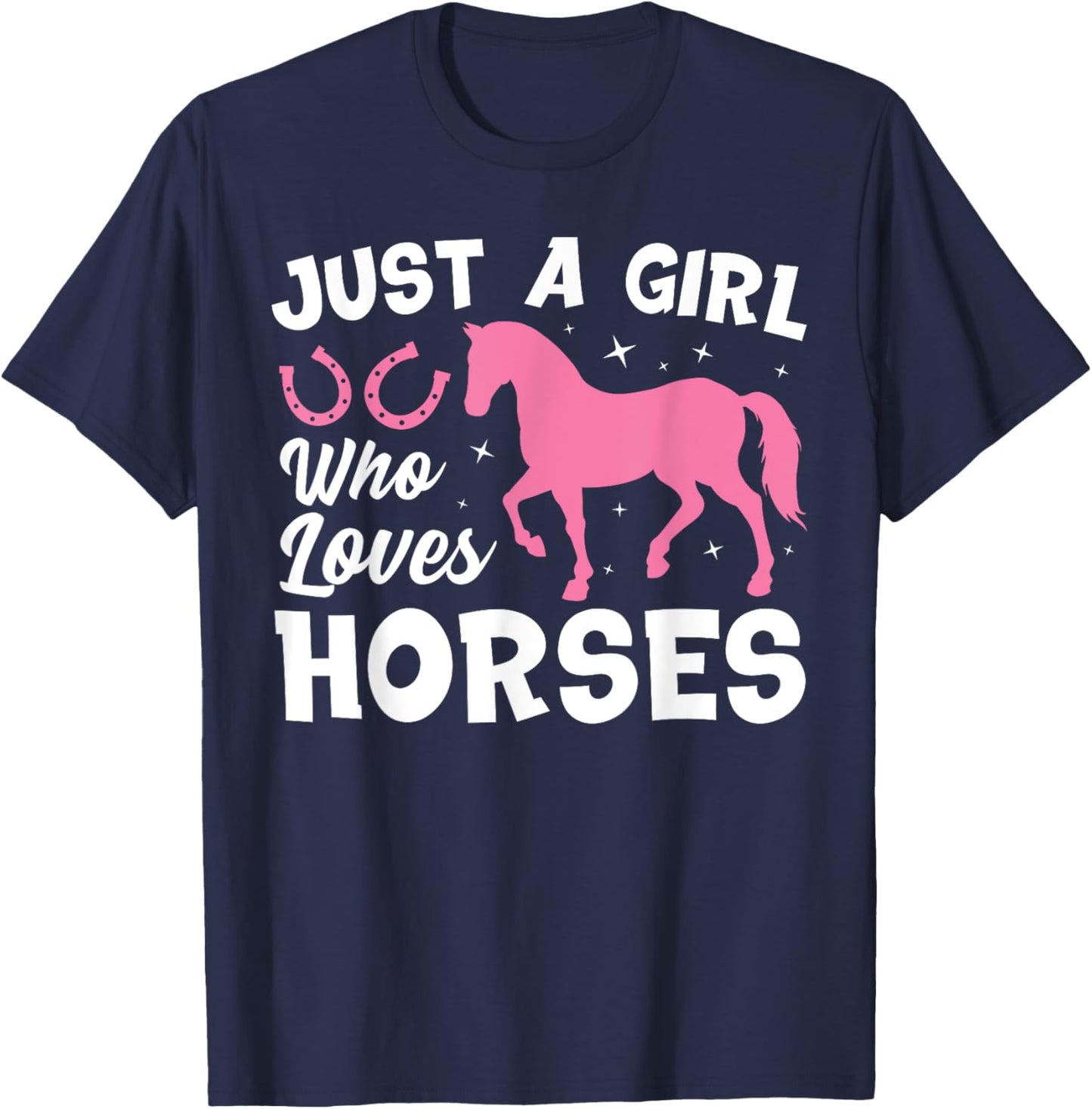 Cute Horse Design Girls Horse Riding Equestrian T-Shirt - T-Shirt | Navy