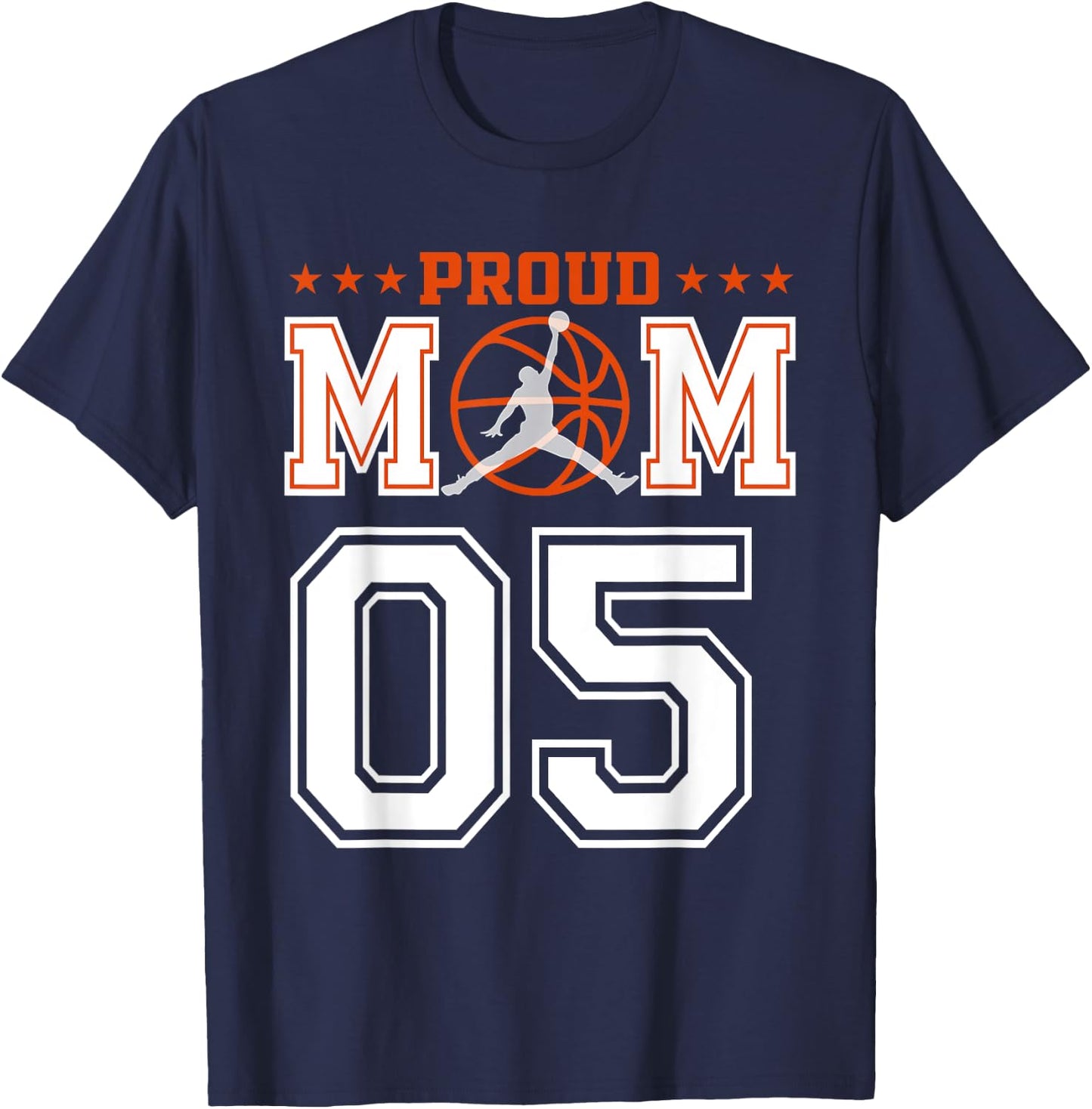 Custom Number 05 Proud Basketball Mom Personalized Sport Lov T-Shirt - T-Shirt | Navy