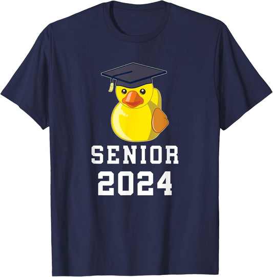 Rubber Duck Senior 2024 Graduate School & College Graduation T-Shirt - T-Shirt | Navy