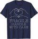 Fragile Handle With Care Love heart T-Shirt - T-Shirt | Navy