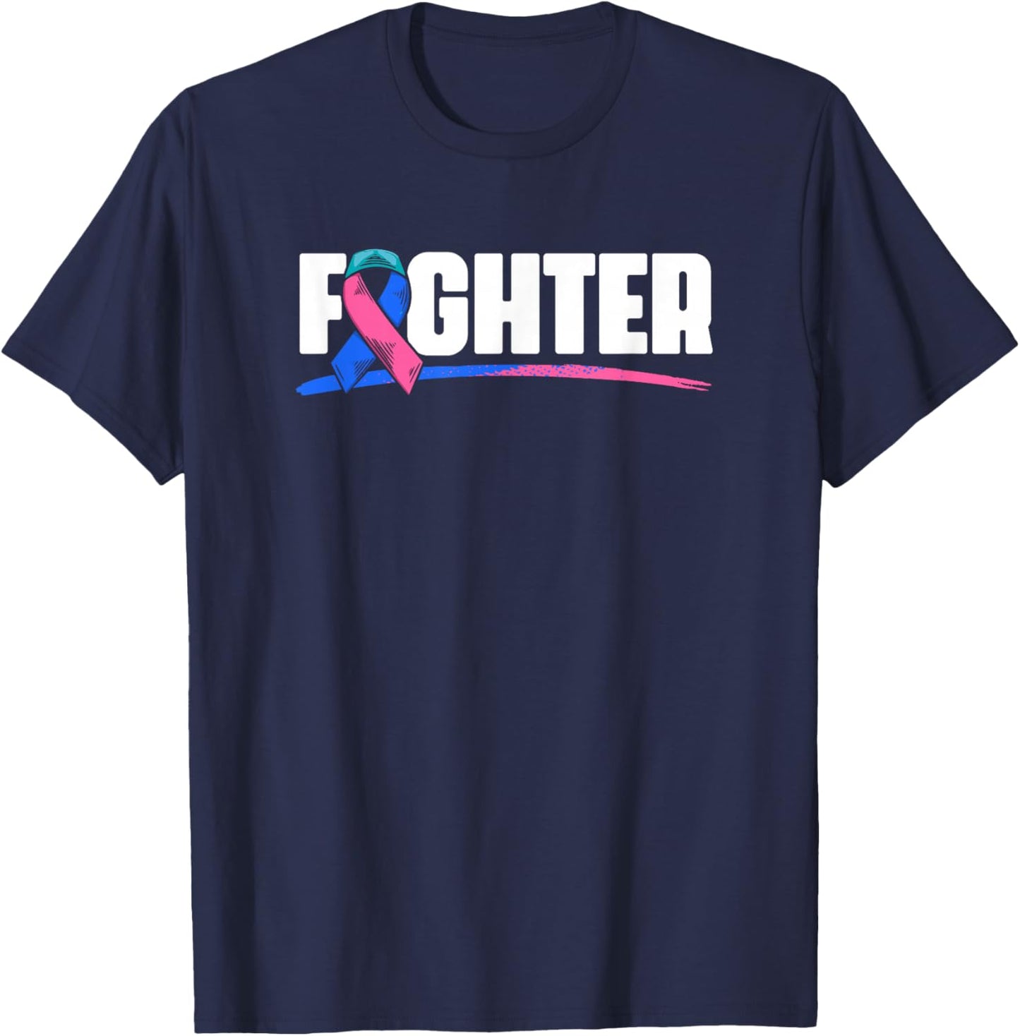 Thyroid Fighter - Thyroid Cancer Survivor Thyroid Cancer T-Shirt - T-Shirt | Navy