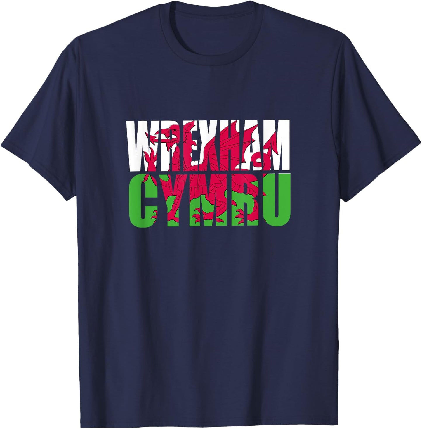 Wrexham Wales Flag Welsh Dragon Men Women Kids Flags Cymru T-Shirt - T-Shirt | Navy