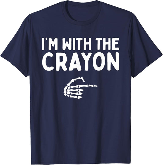 I'm With The Crayon Funny Halloween Costume Matching Couples T-Shirt - T-Shirt | Navy