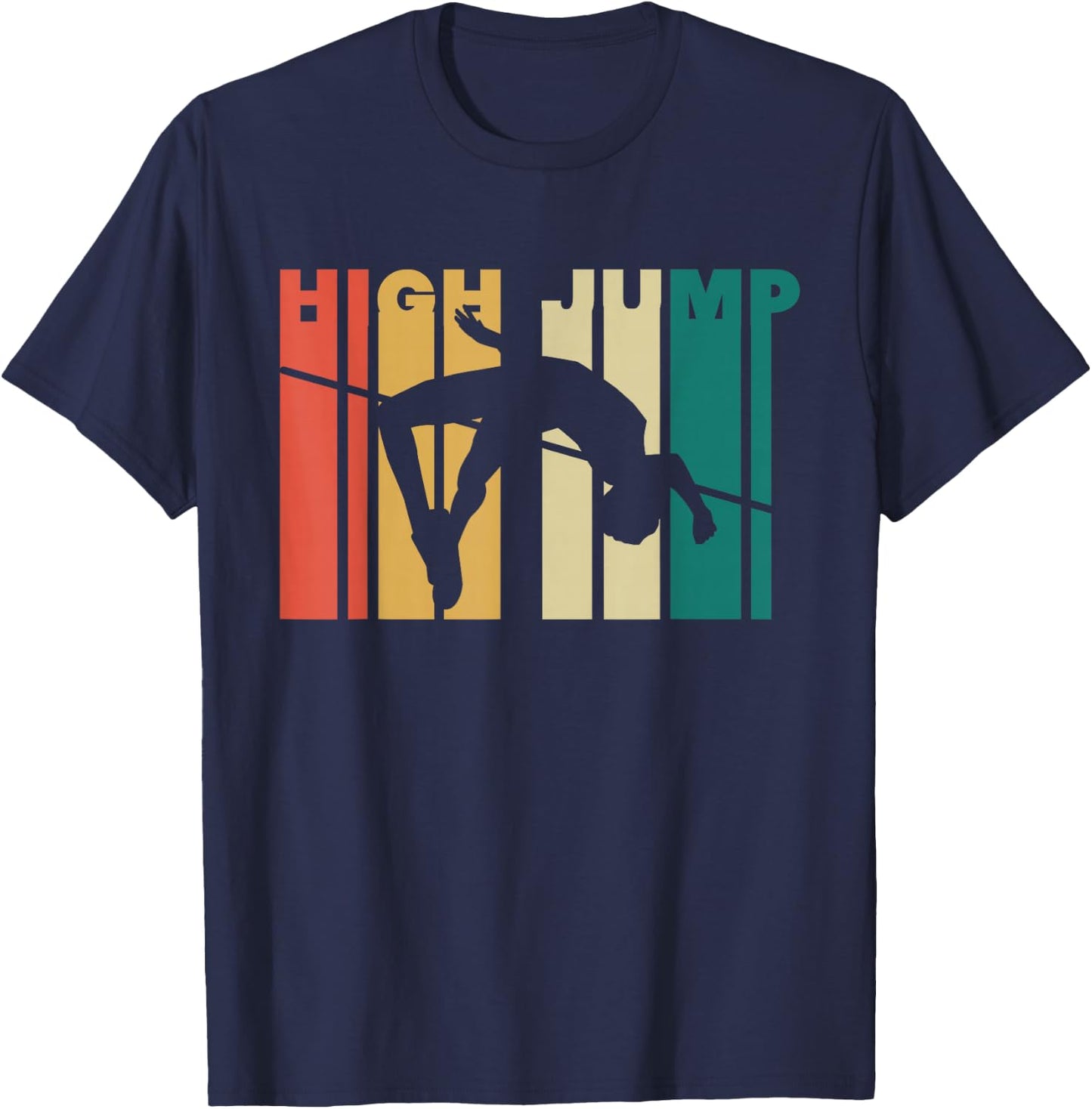 Retro High Jump | Athletics Track & Field | High Jumper T-Shirt - T-Shirt | Navy