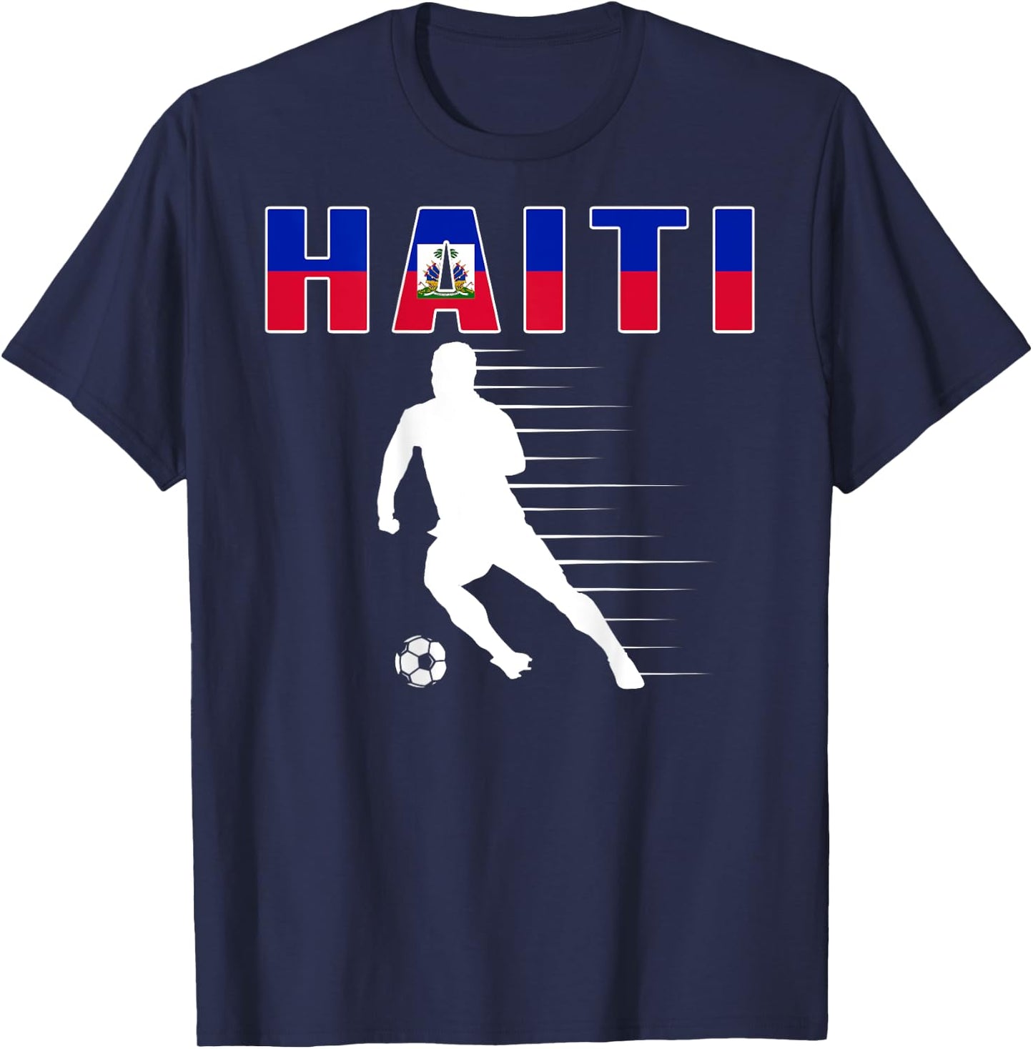 Haiti Soccer Lovers Jersey - Haitian Flag Football Players T-Shirt - T-Shirt | Navy