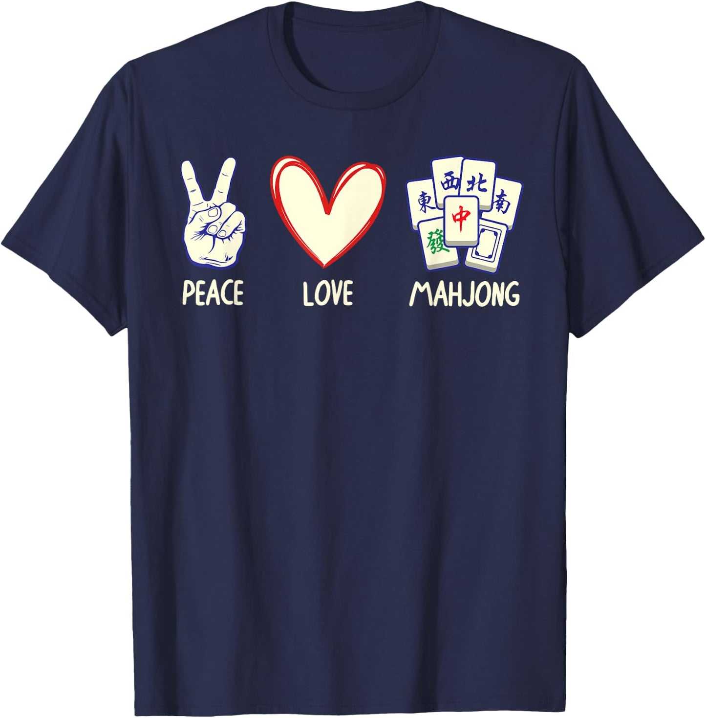 Funny Mahjong Art Women Chinese Mah Jongg Game Lover Small T-Shirt - T-Shirt | Navy