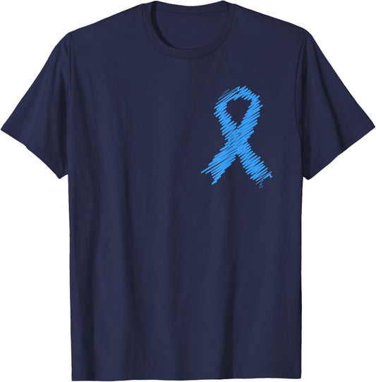 Diabetes Awareness Month Diabetic Blue Love Ribbon T1D T2D T-Shirt - T-Shirt | Navy