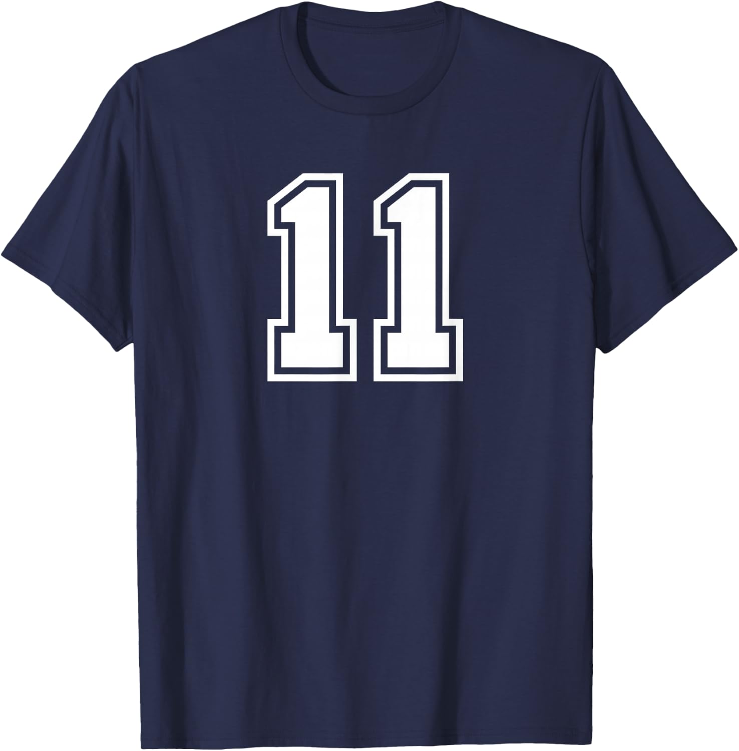 Number #11 Sport White Varsity Number T-Shirt - T-Shirt | Navy