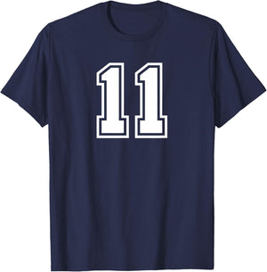 Number #11 Sport White Varsity Number T-Shirt - T-Shirt | Navy