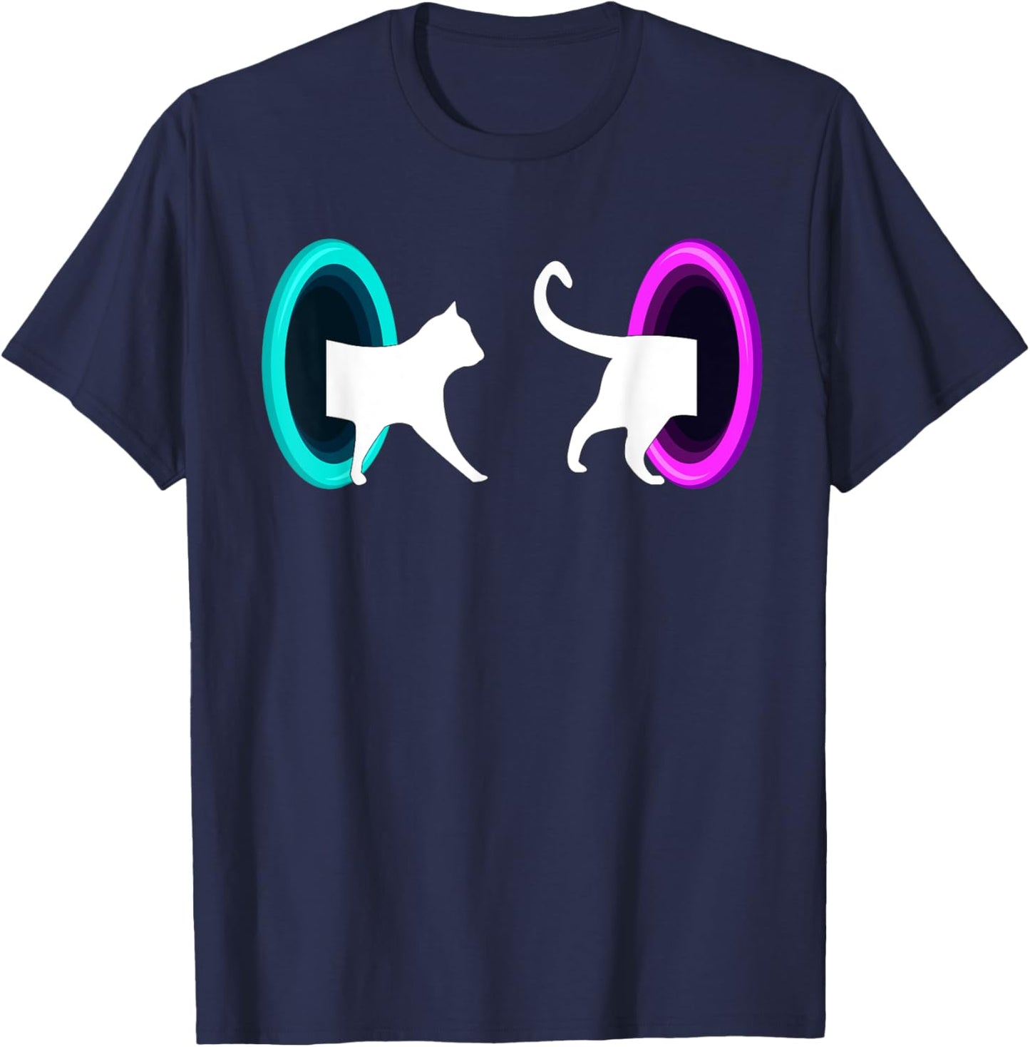 Cat Portal - Cat Time Travel, Science Cat, Physics Cat T-Shirt - T-Shirt | Navy