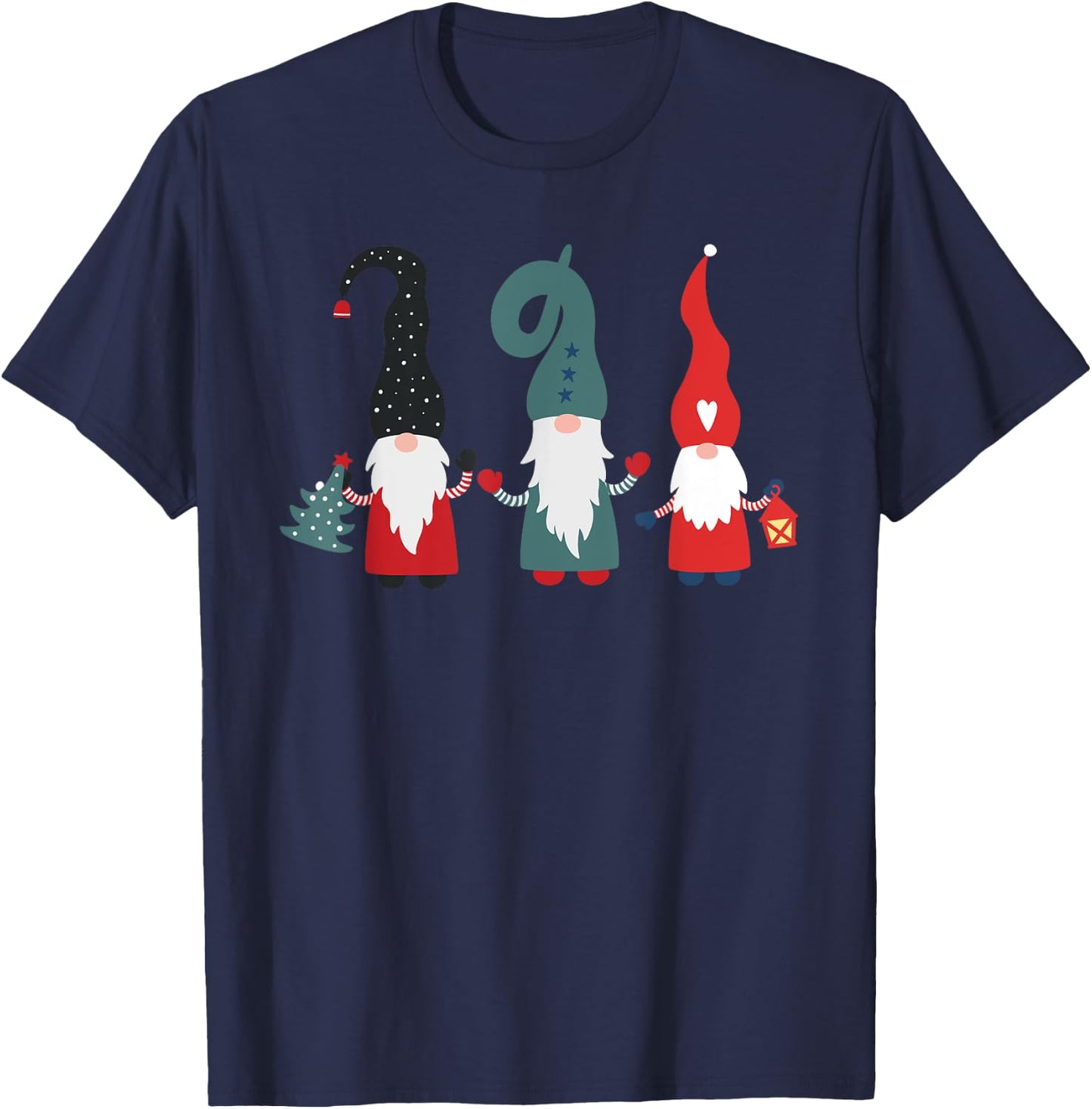 Nordic Christmas Gnomes, Hygge Holiday, Cute Gnomes, Gnome T-Shirt - T-Shirt | Navy