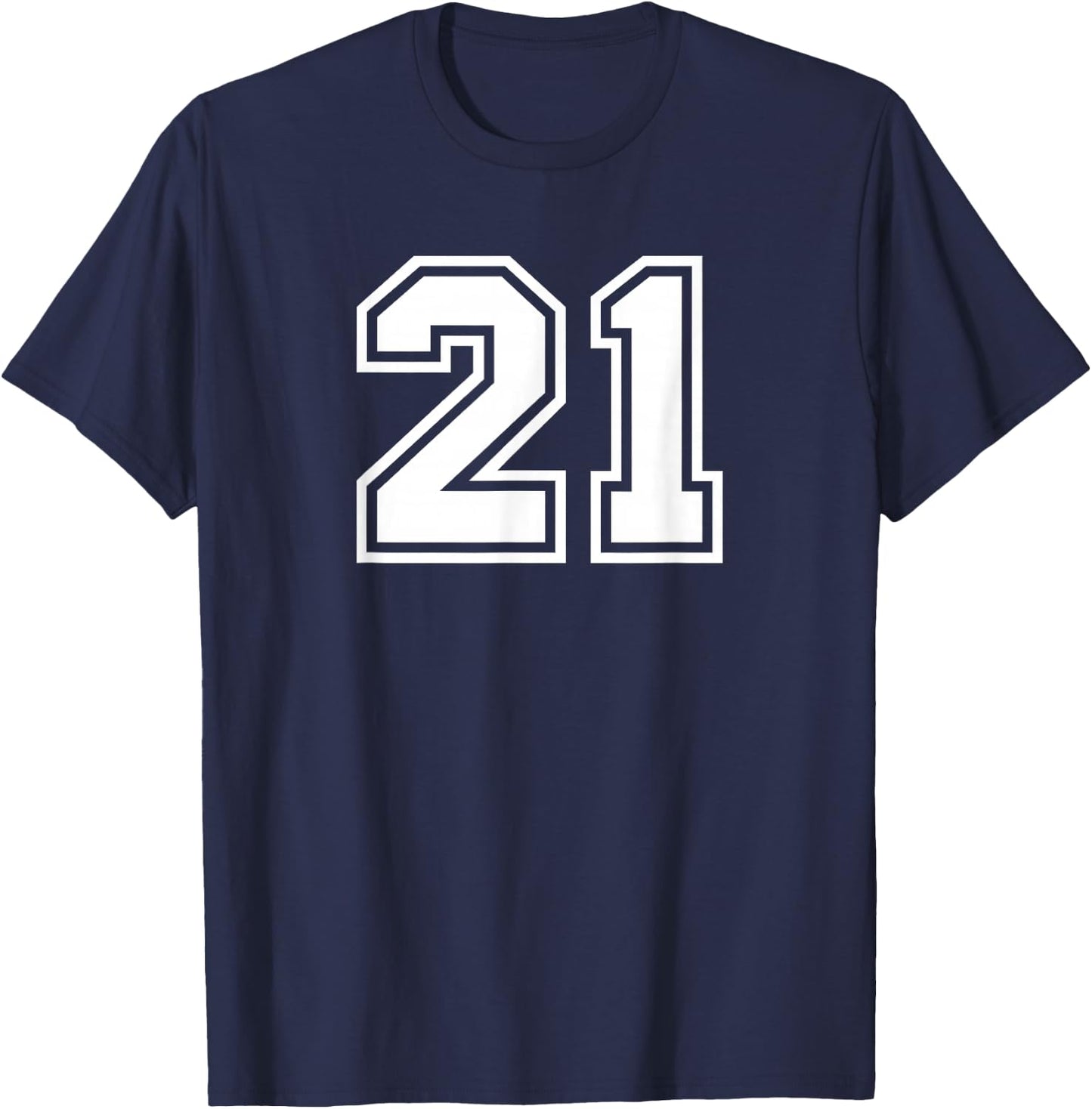 Number #21 Sport White Number T-Shirt - T-Shirt | Navy