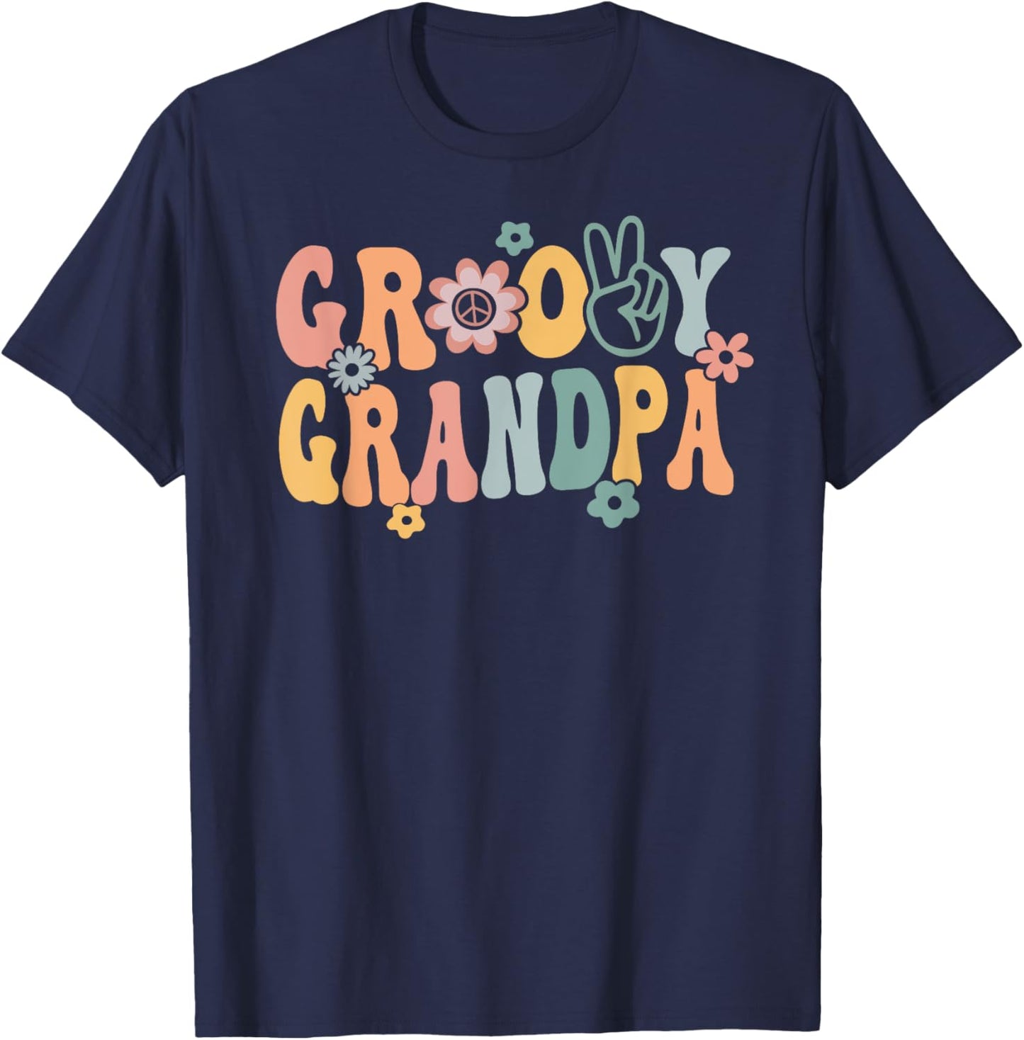 Groovy Grandpa Retro Opa Matching Family 1st Birthday Party T-Shirt - T-Shirt | Navy