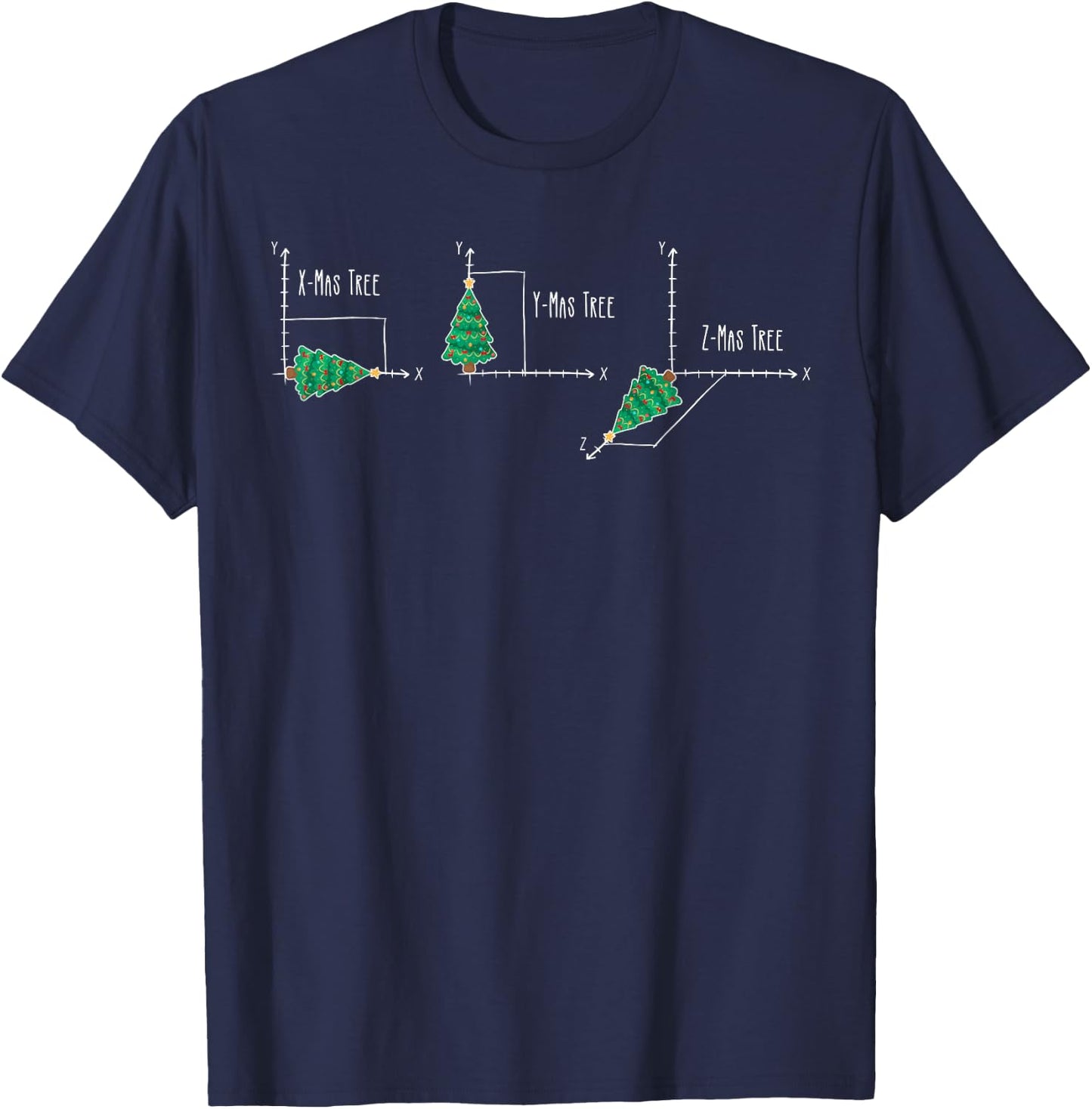 Funny Math Nerd X-Mas Tree Graph Geometree Christmas Teacher T-Shirt - T-Shirt | Navy