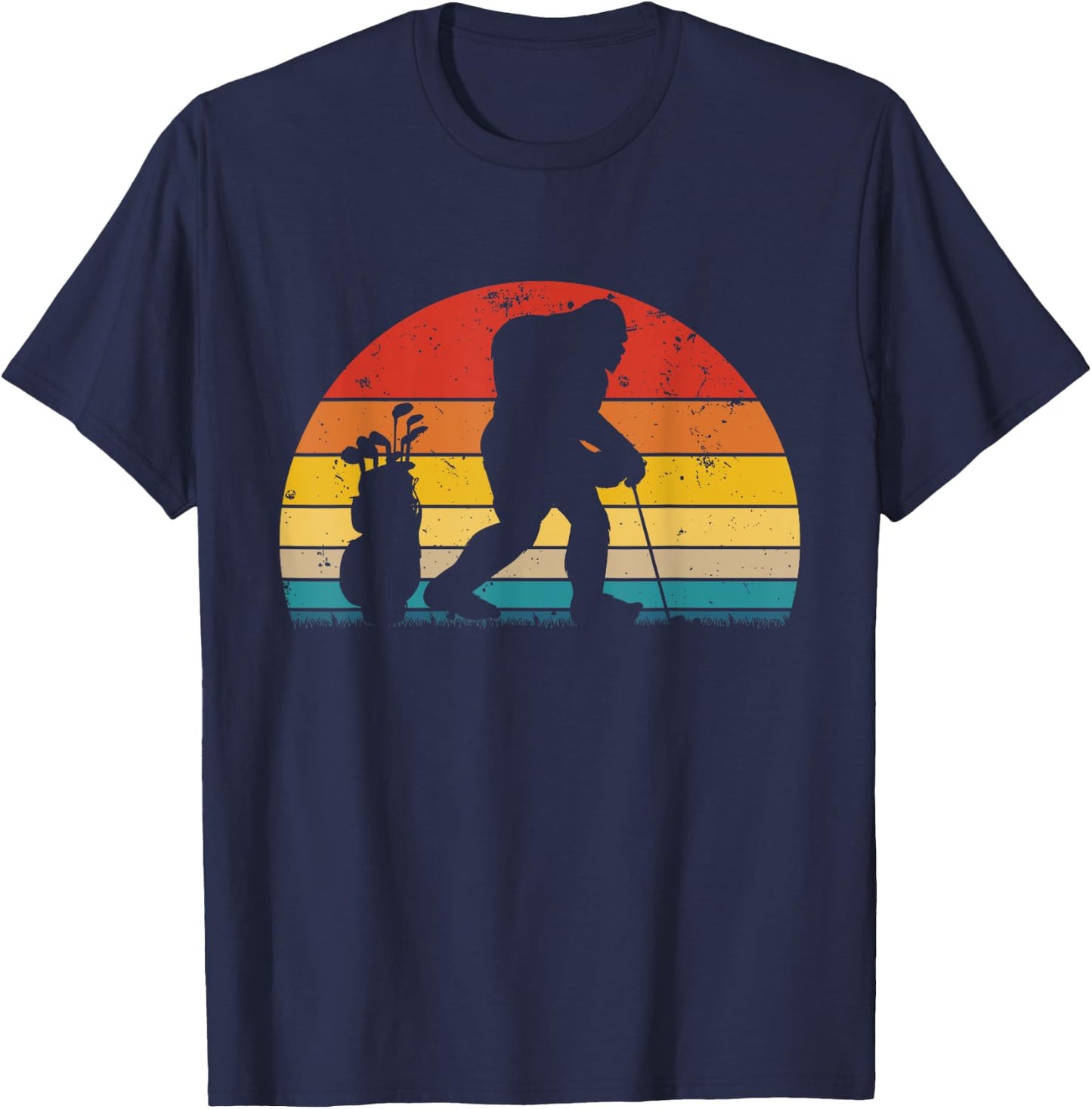 Retro Bigfoot Golf funny Bigfoot Golfing T-Shirt - T-Shirt | Navy