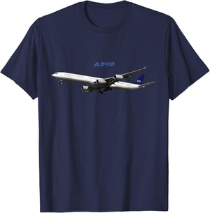 A340 Passenger Airliner, Aeroplane, Wide Body Plane T-Shirt - T-Shirt | Navy