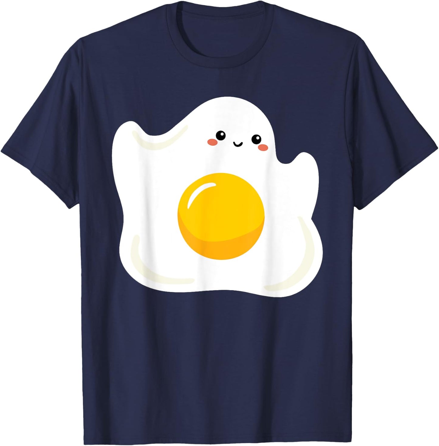 Cute Ghost Fried Egg Costume Funny Halloween Egg T-Shirt - T-Shirt | Navy
