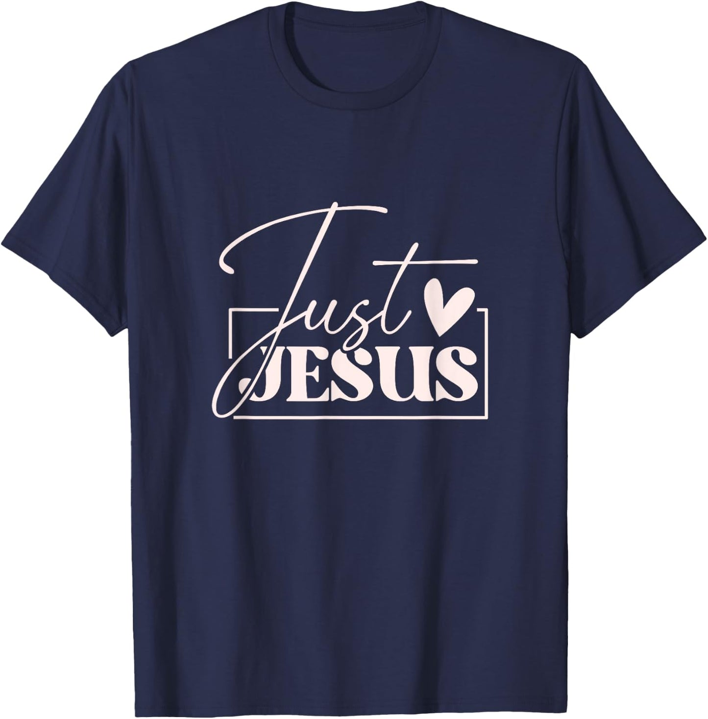 Just Jesus Cute Christian Typography T-Shirt - T-Shirt | Navy