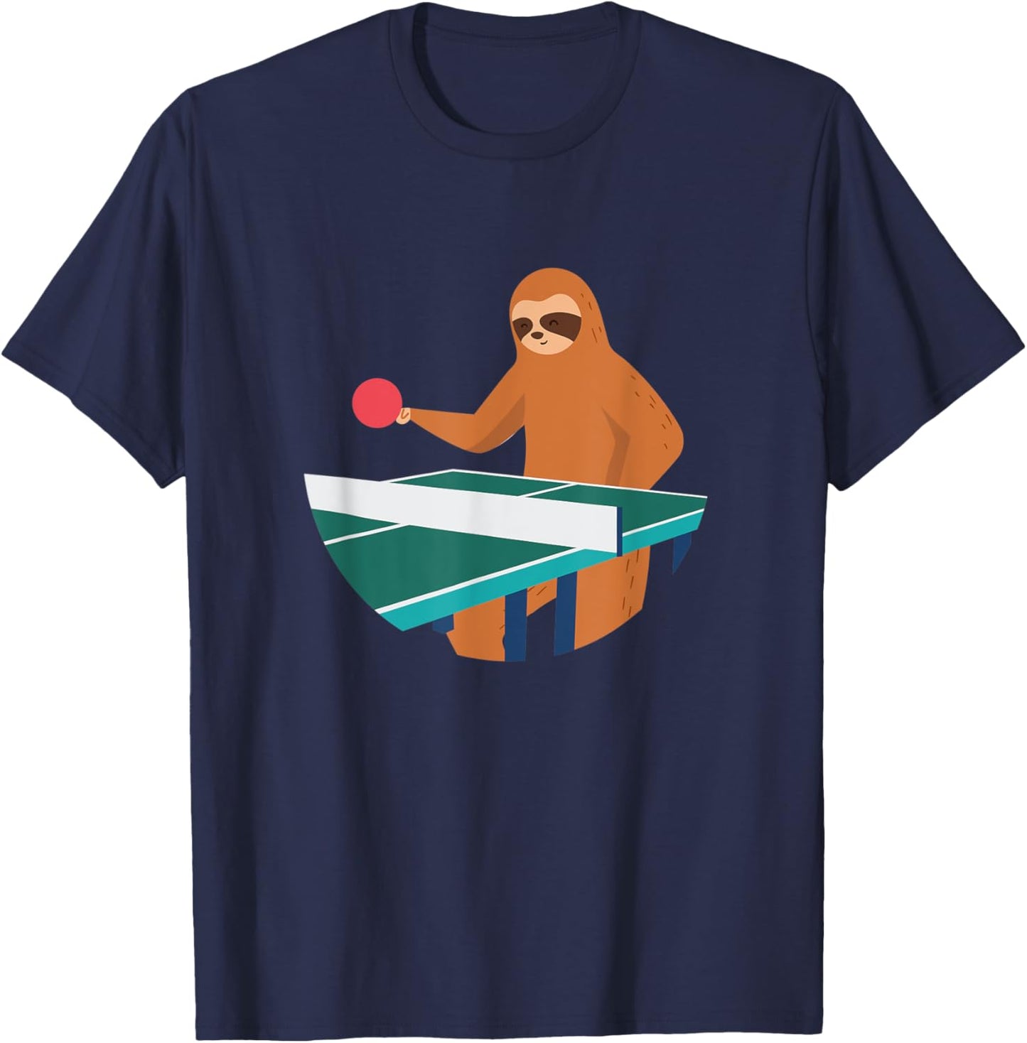 Sloth Playing Table Tennis Hobby Sports T-Shirt - T-Shirt | Navy