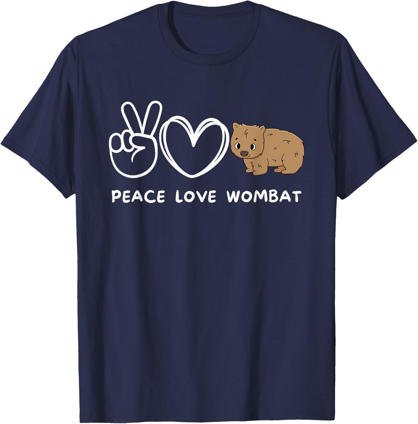 Peace, Love Wombat Retro Wombat Lover Animals Lover T-Shirt - T-Shirt | Navy