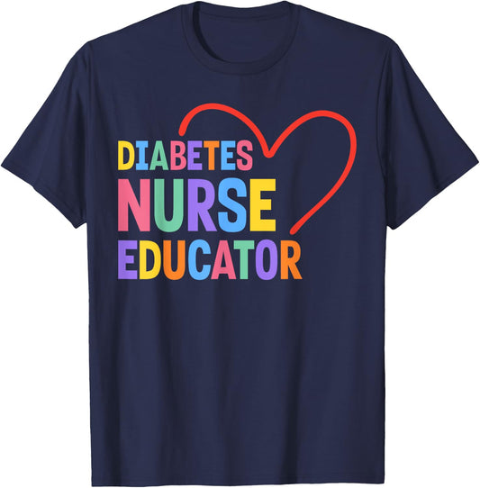 Diabetes Nurse Educator Heart T-Shirt - T-Shirt | Navy