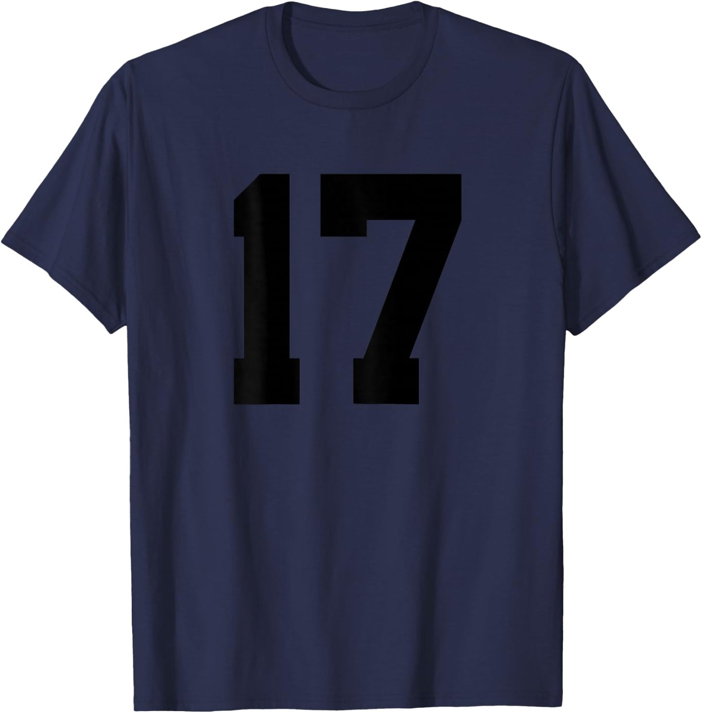 Number 17 (on Back) Sports Team Jersey Number T-Shirt - T-Shirt | Navy