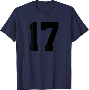 Number 17 (on Back) Sports Team Jersey Number T-Shirt - T-Shirt | Navy