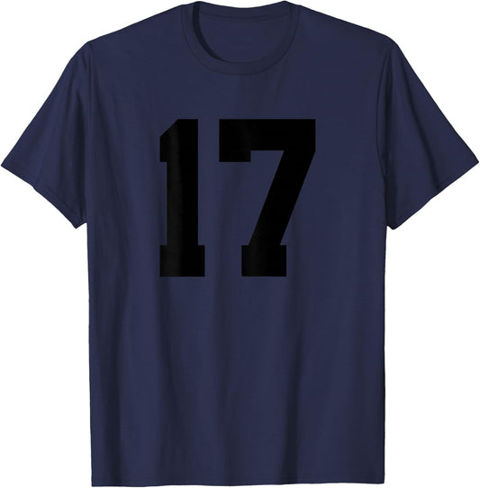 Number 17 (on Back) Sports Team Jersey Number T-Shirt - T-Shirt | Navy