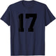 Number 17 (on Back) Sports Team Jersey Number T-Shirt - T-Shirt | Navy