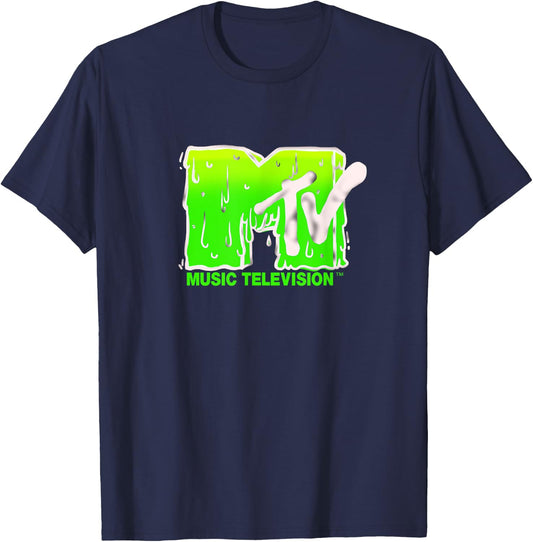 Mademark x MTV - The official MTV Logo in green liquid horror style T-Shirt - T-Shirt | Navy