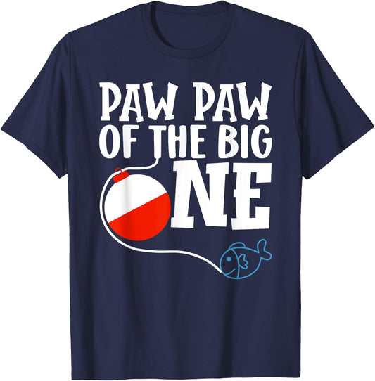 Paw Paw of The Big One Fishing Boy First Birthday Ofishally T-Shirt - T-Shirt | Navy