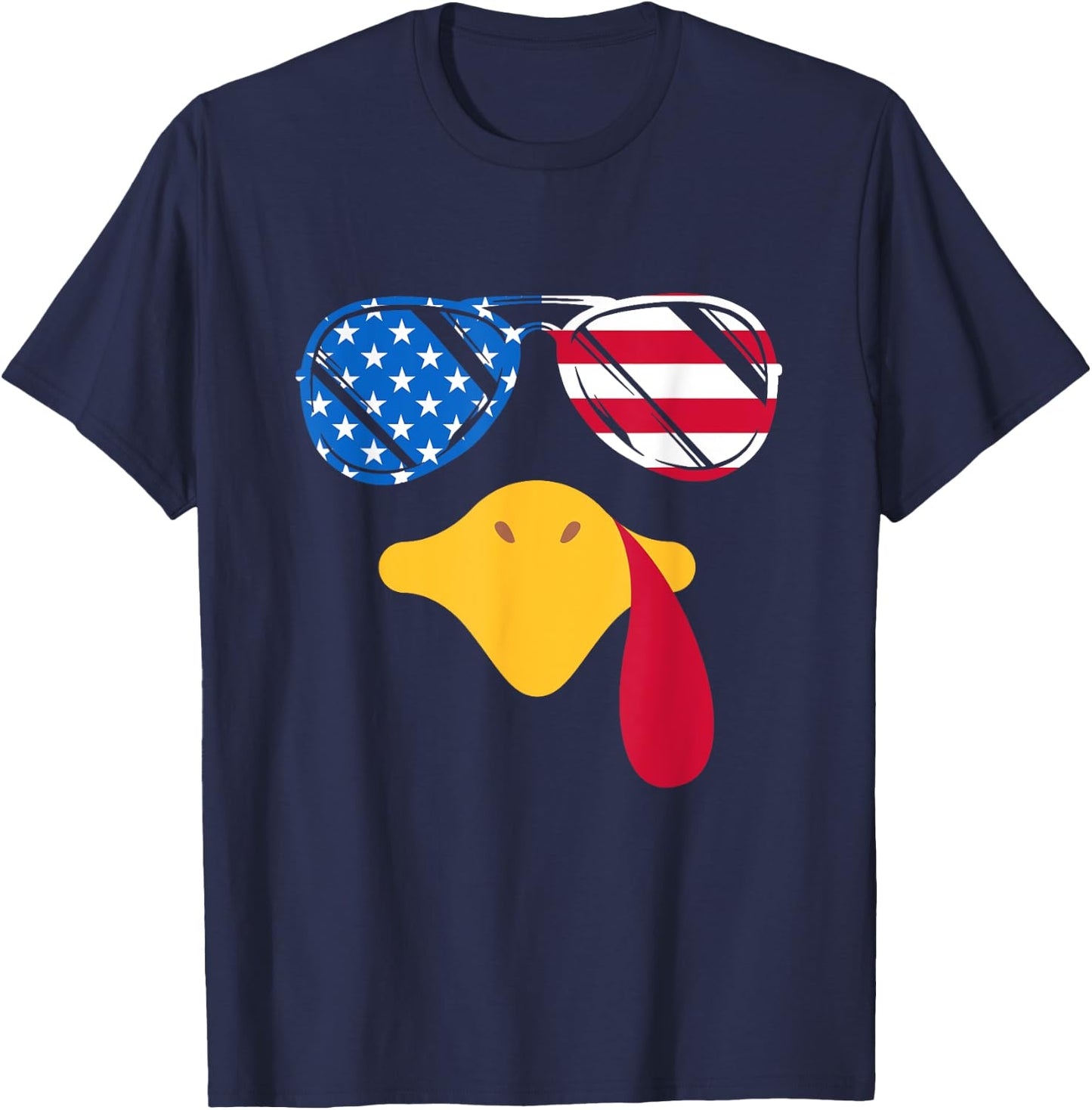 Cool Turkey Face Sunglasses American Flag Funny Thanksgiving Kids Men T-Shirt - T-Shirt | Navy