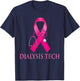 Dialysis Tech Nurse Stethoscope Pink Heart Breast Cancer T-Shirt - T-Shirt | Navy
