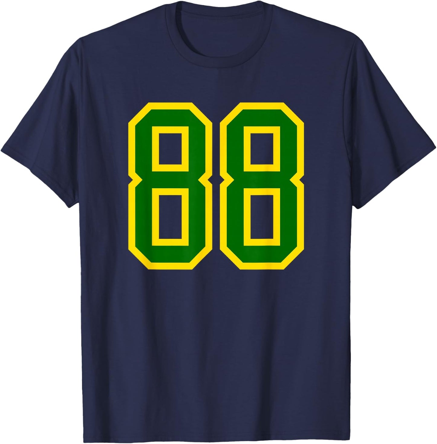 Green Yellow Sports Number 88 T-Shirt - T-Shirt | Navy