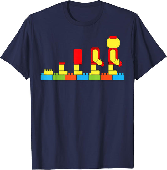 Bricks Evolution Master Builder Building Blocks T-Shirt - T-Shirt | Navy