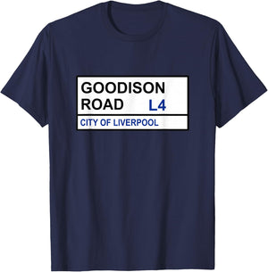 Everton Football Team Goodison Road Street Sign T-Shirt - T-Shirt | Navy