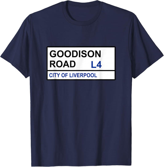 Everton Football Team Goodison Road Street Sign T-Shirt - T-Shirt | Navy