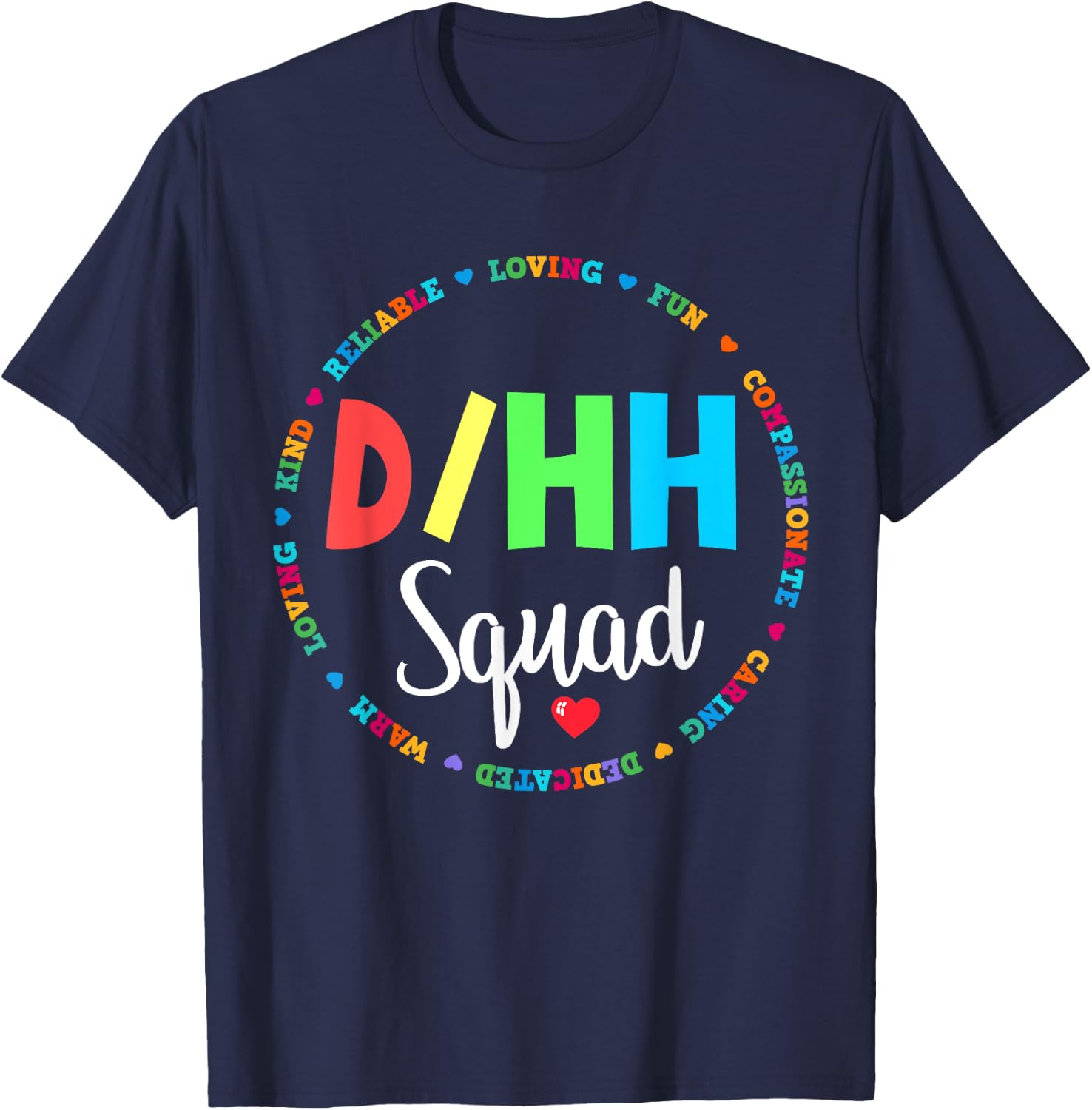 Matching D/HH Teacher Deaf Hard of Hearing ASL Squad Team Men Women Girls Kids T-Shirt - T-Shirt | Navy