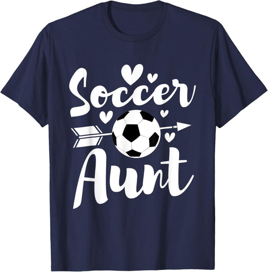 Soccer Aunt - Auntie Aunty Sports Ball Lover Family T-Shirt - T-Shirt | Navy